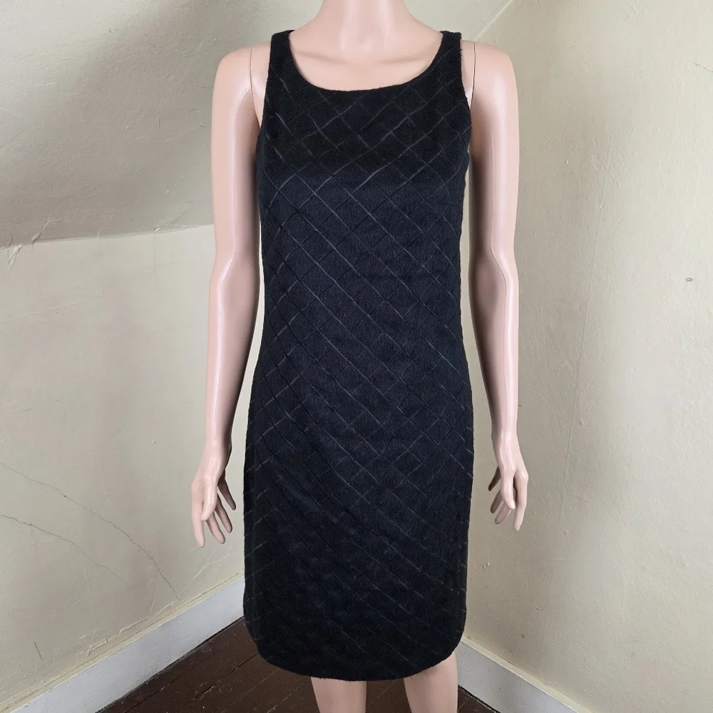 Beatriz Canedo Patiño‎ Alpaca Lambswool Black Sleeveless Dress Textured Grid